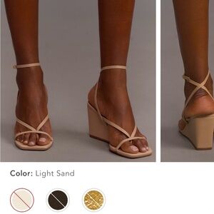 Maeve Tan Wedges with Elegant Crisscross Straps